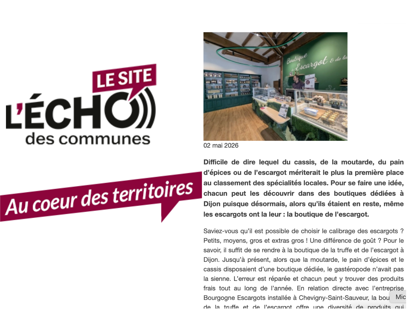 image de l'actualités : Vu dans L’Écho des Communes